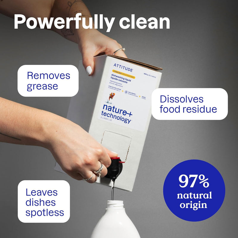 ATTITUDE Dish Soap, EWG Verified, Plant-Based & Vegan Dishwashing Liquid