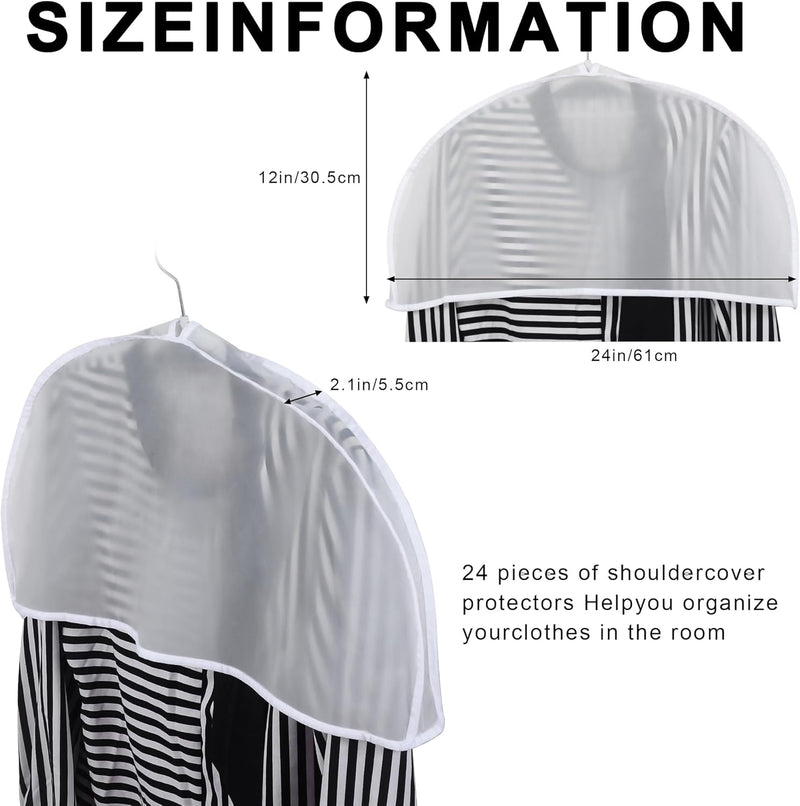 24PCS Garment Covers For Hanging Clothes, Shoulder Covers