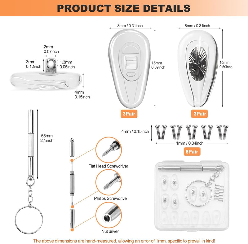 Eyeglass Nose Pads (6 Pairs), Eyeglass Repair Kit