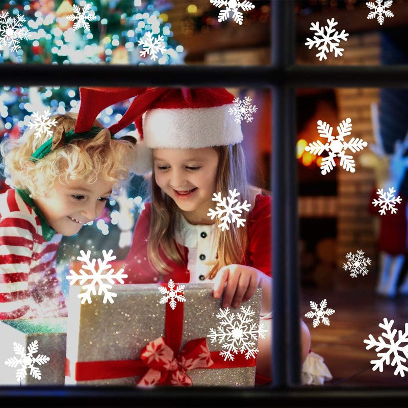 LUDILO 135Pcs Christmas Window Clings Snowflakes Window Decals Static