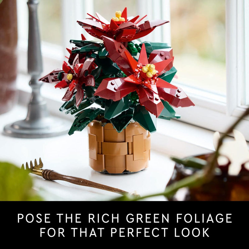 LEGO Icons Poinsettia Building Set - Artificial Flower Decorations & Centerpieces