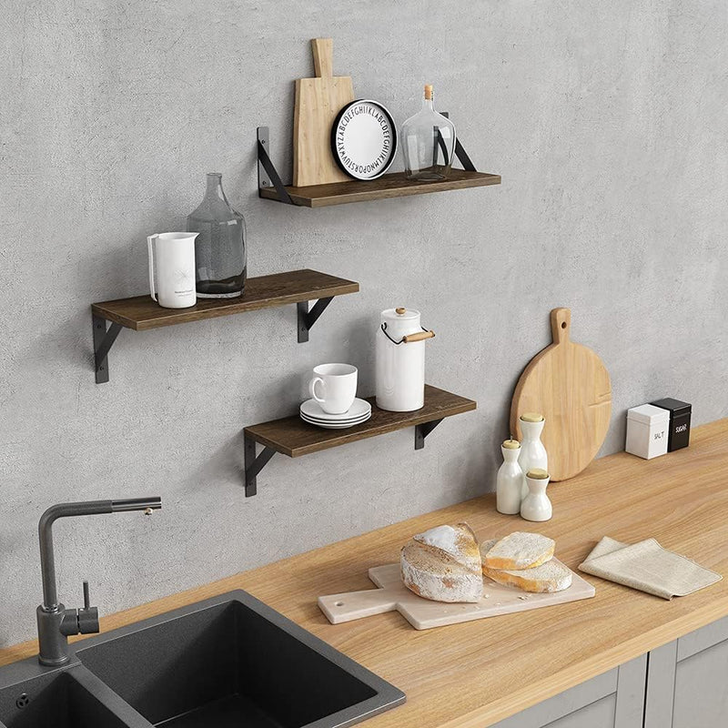 Rustic Floating Shelves Wall Mounted Set of 3