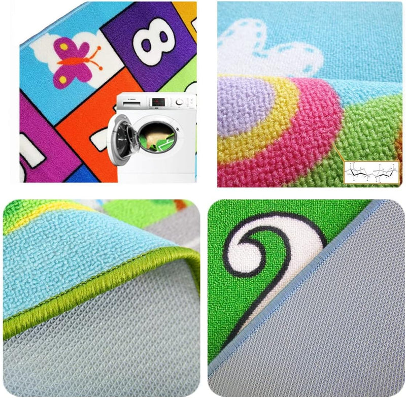 Kids Hopscotch Rug, Non-Slip Play Mat for Ages