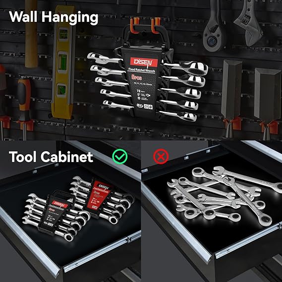 DISEN 10Pcs Ratcheting Wrench Set