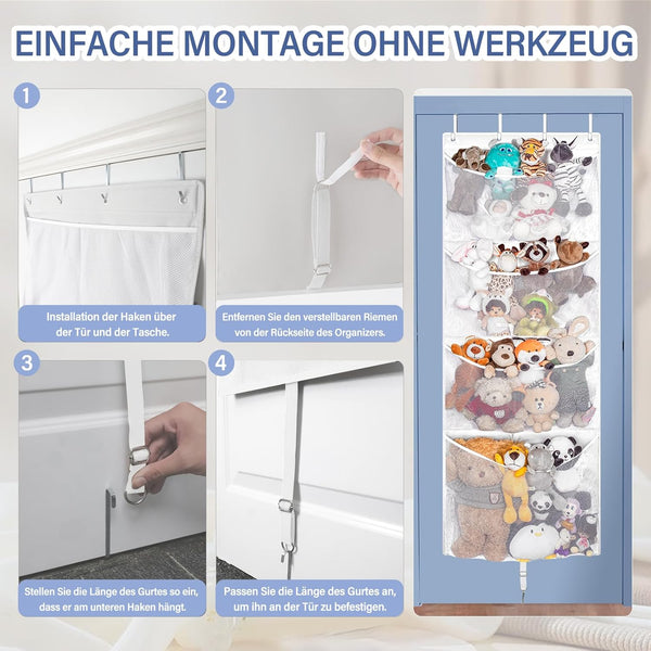 Hanging Stuffed Animal Storage, Over Door Large Plush Toy Organizer