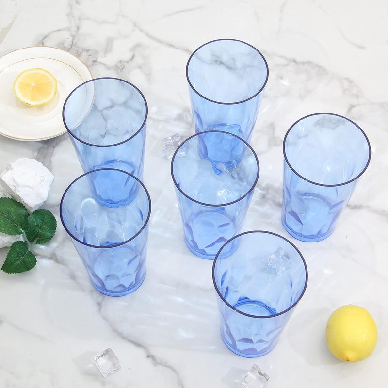 Unbreakable Plastic Drinking Glasses [Set of 6] Shatterproof Tumblers