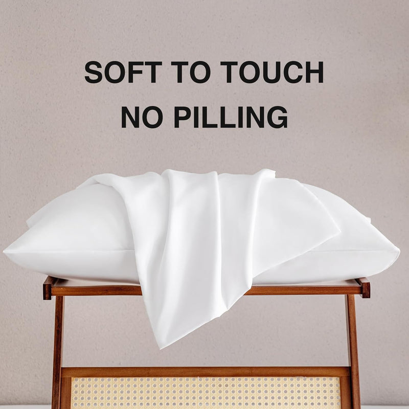 White Pillow Cases Set of 4 Queen Size - Super Soft, Smooth and Breathable Pillow