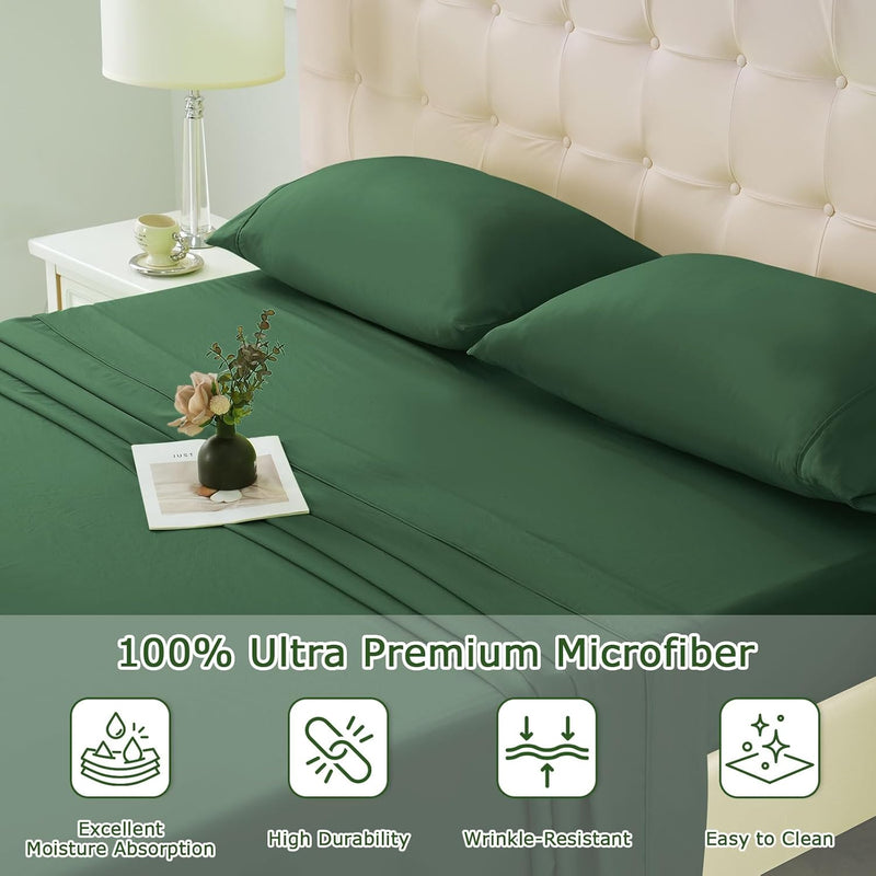Full Size Bed Sheet Set - 4 Piece Soft Microfiber Sheets with Deep Pockets