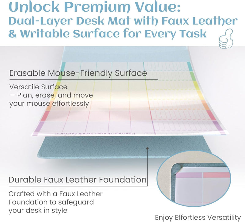Multi-Functional Dual-Layer Desk Mat, Dry Erase Calendar
