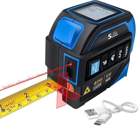 Laser Tape Measure with Laser Level Crosshairs