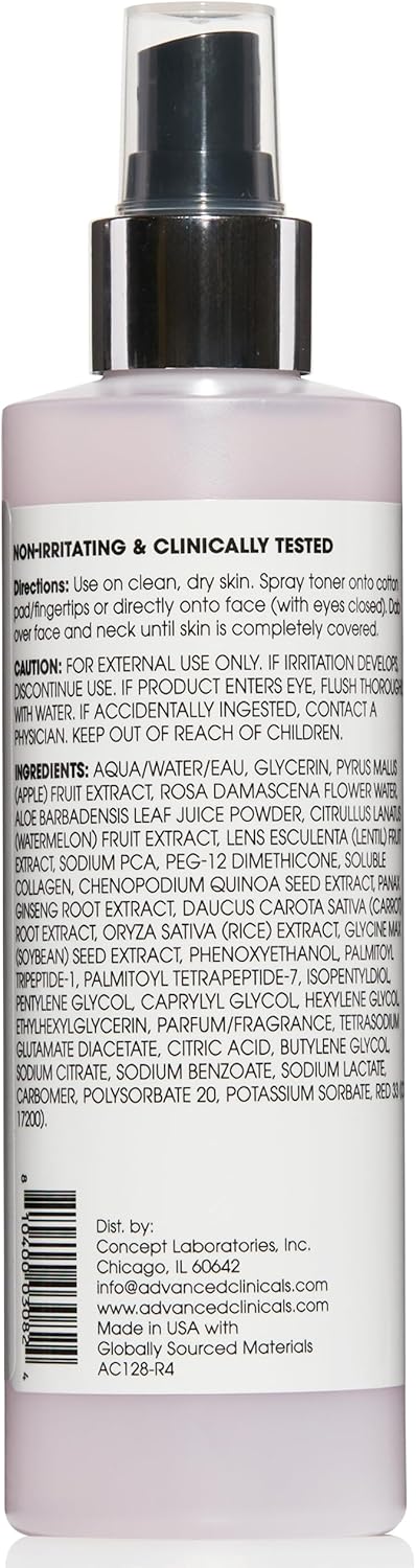 Advanced Clinicals Collagen + Rosewater Facial Mist Toner