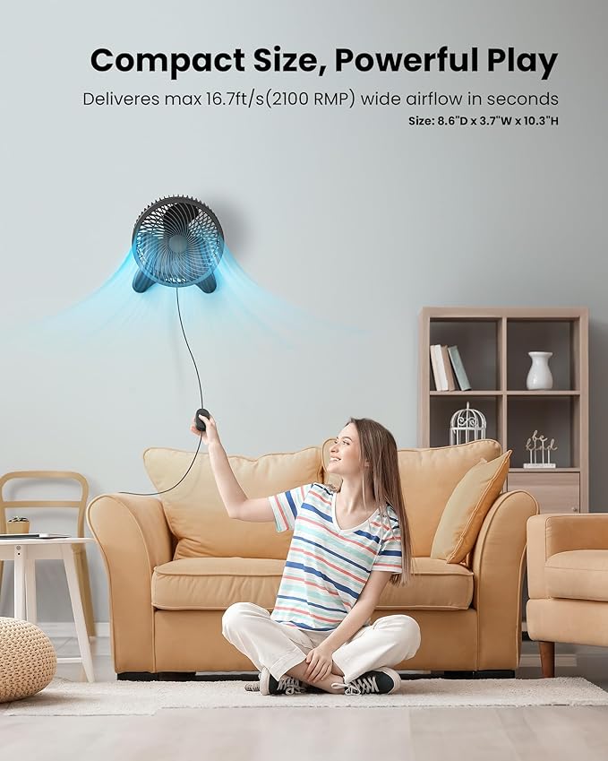 Quiet Small Wall Fan with Timer