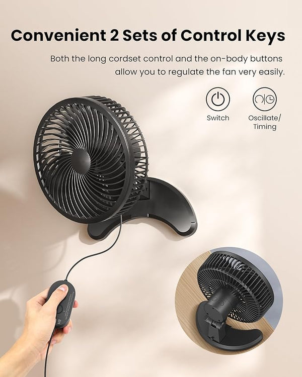 Quiet Small Wall Fan with Timer