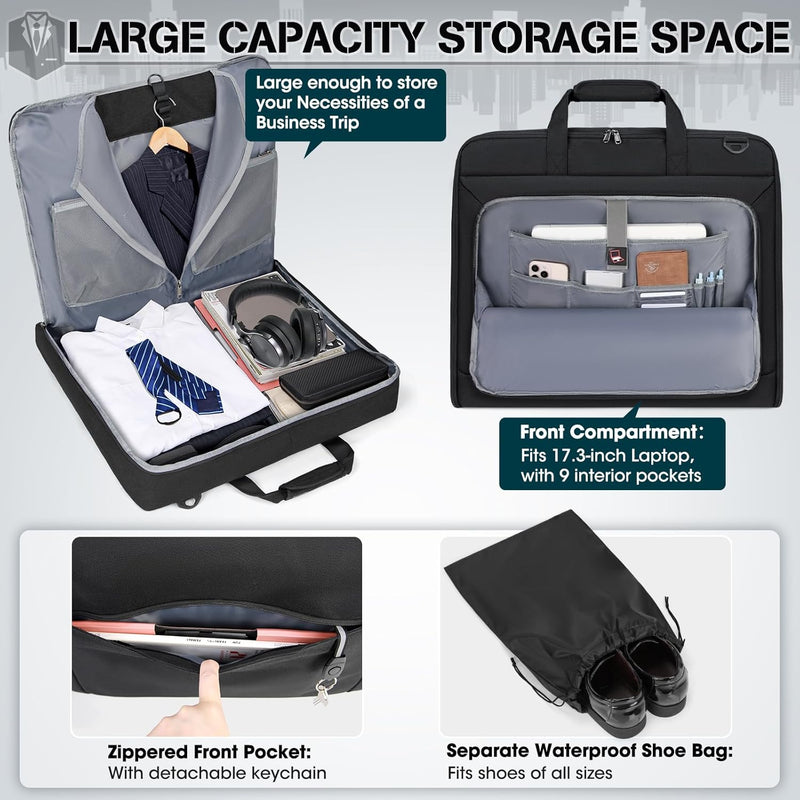 RAINSMORE Garment Bags for Travel Carry On Garment Bag for Hanging Clothes
