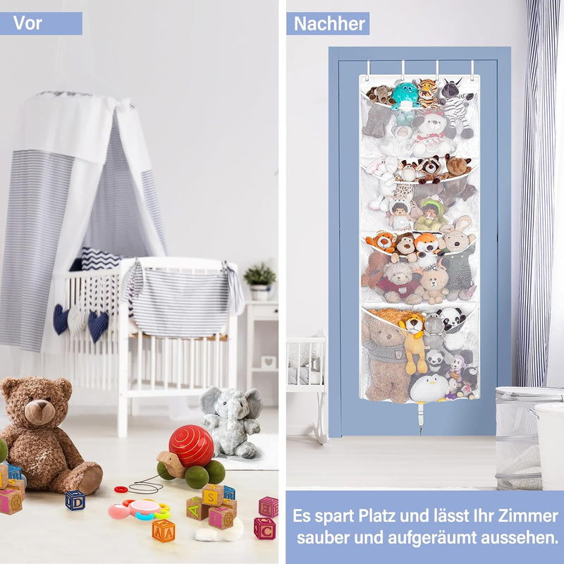 Hanging Stuffed Animal Storage, Over Door Large Plush Toy Organizer