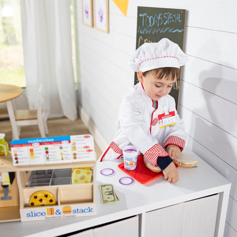 Melissa & Doug Wooden Slice & Stack Sandwich Counter with Deli Slicer