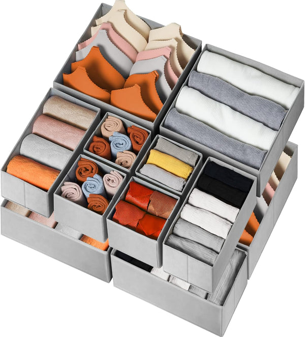 Criusia Drawer Organizer for Clothing, 12 Pack Sock Underwear Drawer
