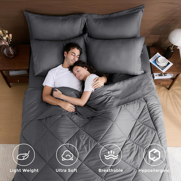 HEVUMYI California King Comforter Set - 7-Piece All Season Bed