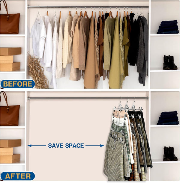 3 Piece Skirt Hanges Space Saving, Pants Hangers with Clips