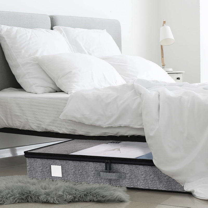 Fixwal 2 Pack Under Bed Storage Containers, Below 4.5 Inches Low Profile Underbed Organizer