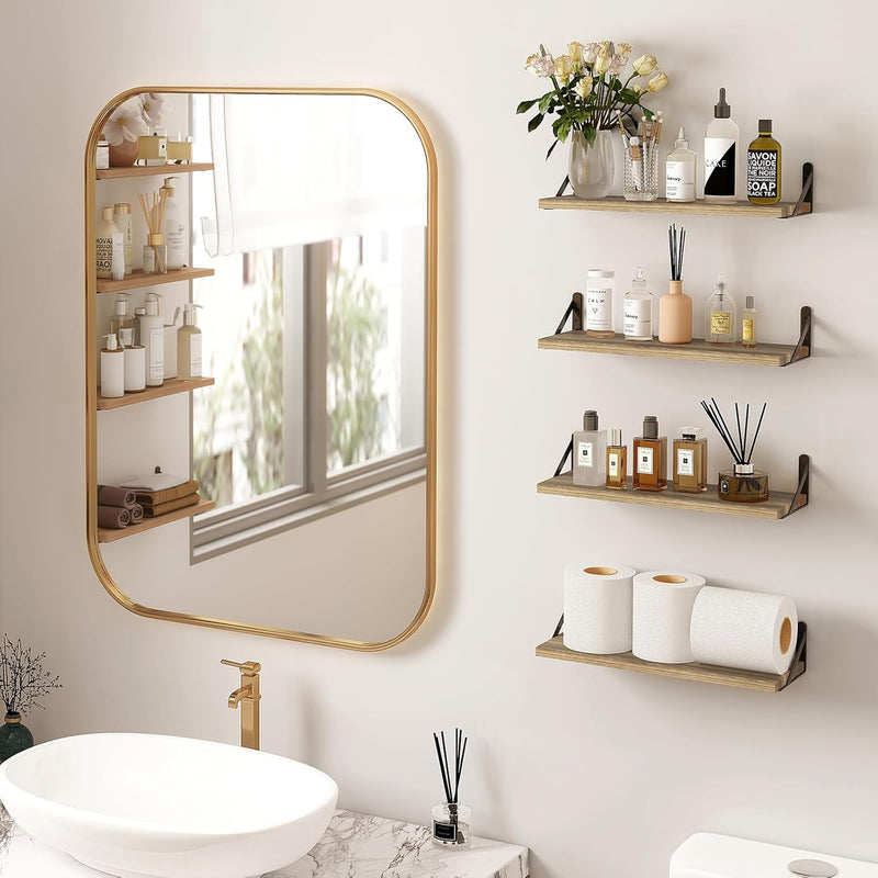 Fixwal Floating Shelves Width 4.7in Rustic Wood Wall Shelves