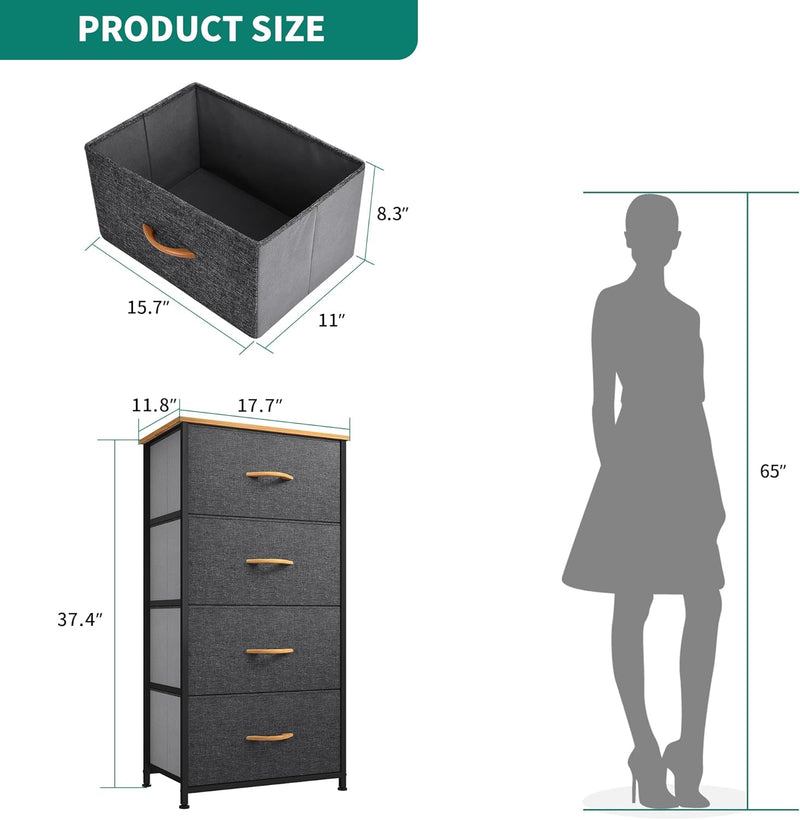 YITAHOME Dresser with 4 Drawers - Fabric Storage Tower,
