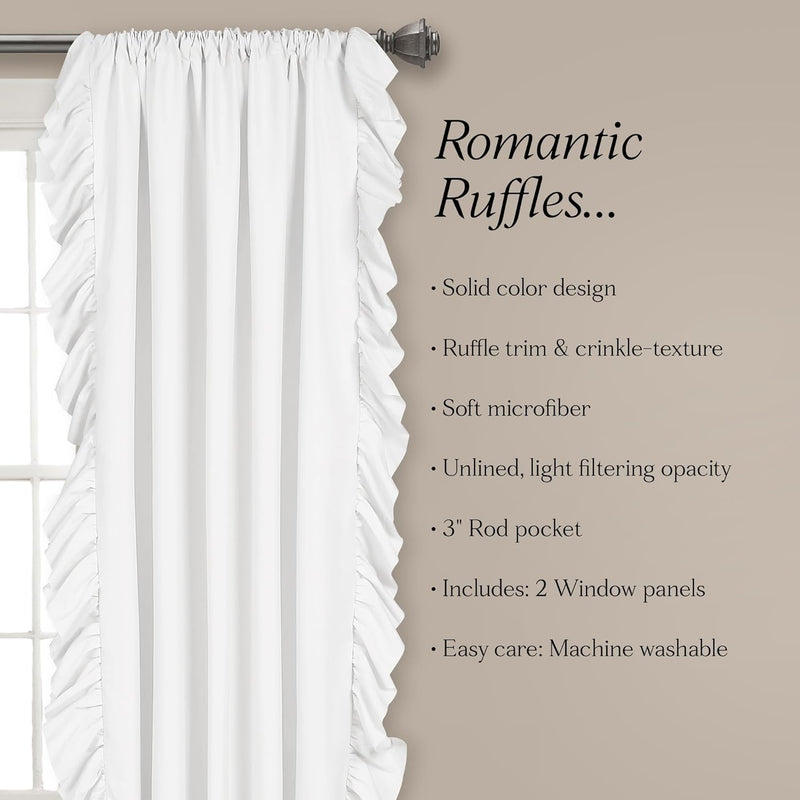 Lush Decor Reyna Ruffle Window Curtain Panel Set Pair