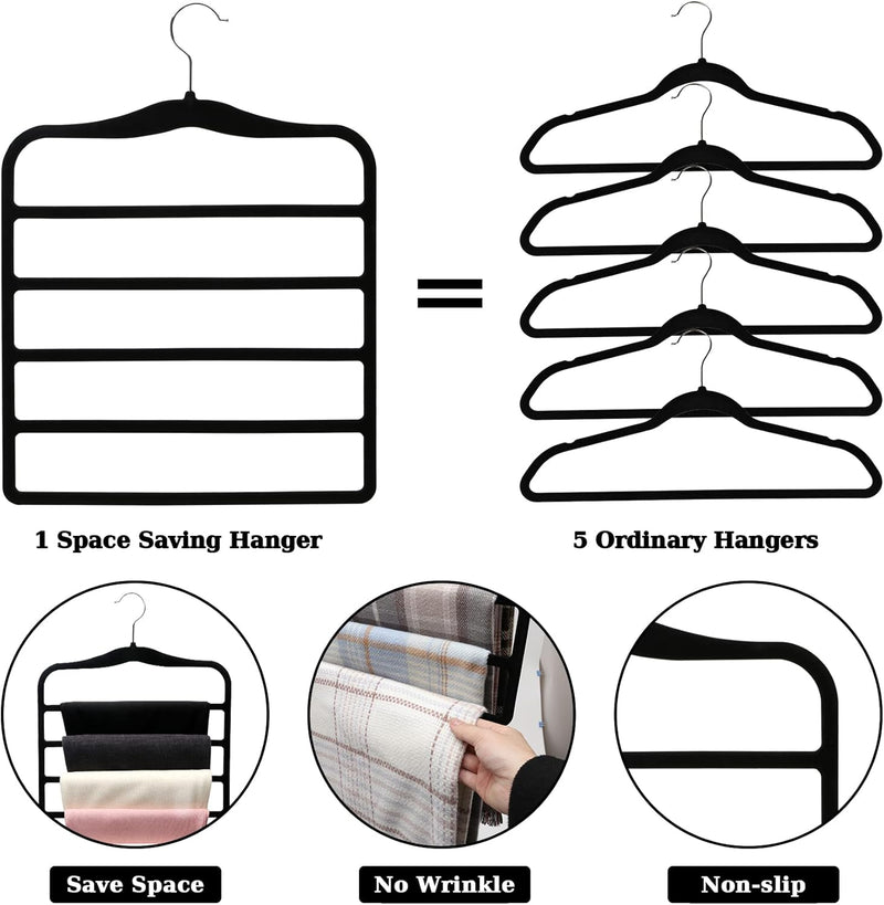 Closet Organizers and Storage,3 Pack Velvet Pants-Hangers-Space-Saving