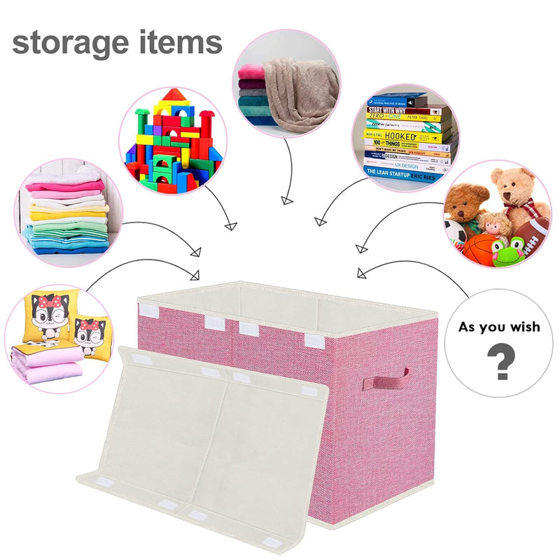 Large Collapsible Toy Storage Box with Lid & Handles for kids