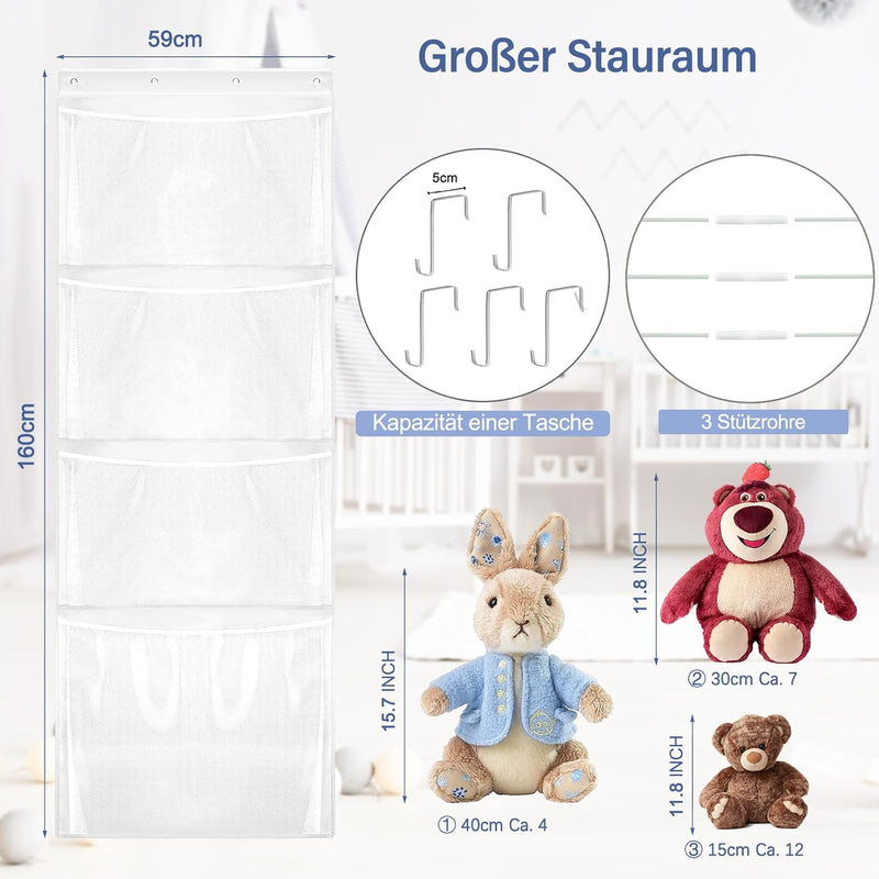Hanging Stuffed Animal Storage, Over Door Large Plush Toy Organizer