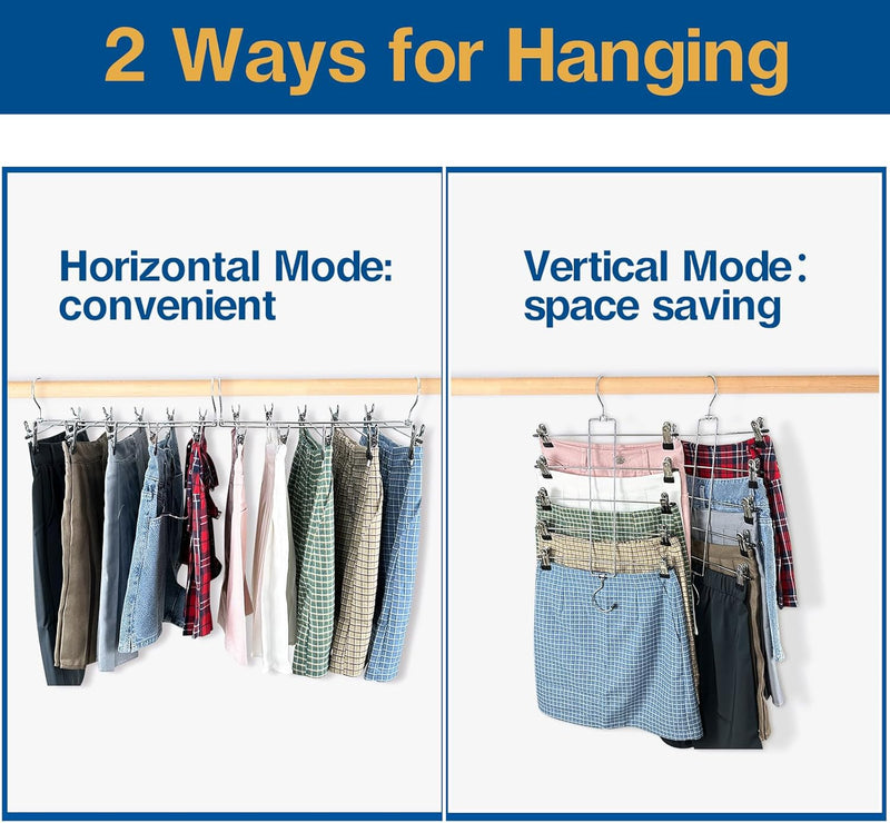 3 Piece Skirt Hanges Space Saving, Pants Hangers with Clips