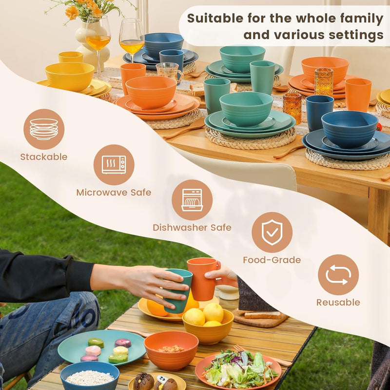 Homienly 40-Piece Premium Wheat Straw Dinnerware Sets, Service for 8