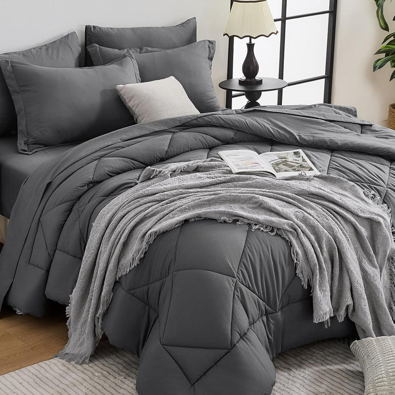 HEVUMYI California King Comforter Set - 7-Piece All Season Bed