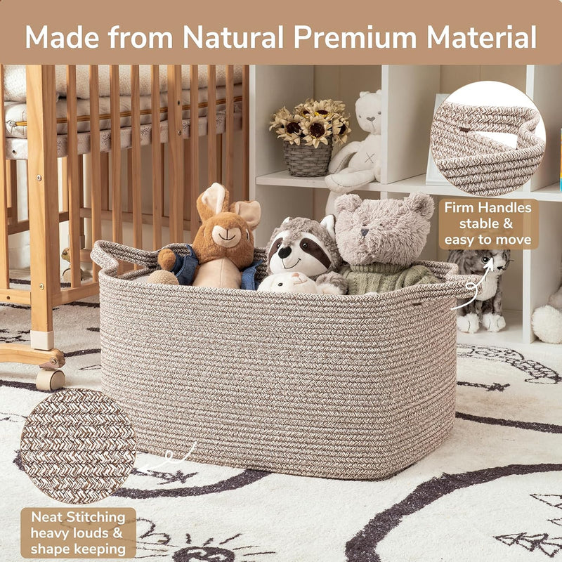 Goodpick Large Woven Storage Basket, 21.6" x 14.9" x 11.8" Blanket Basket