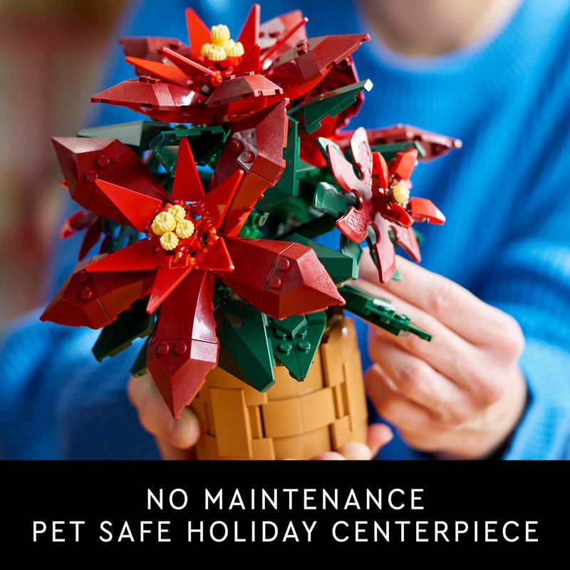 LEGO Icons Poinsettia Building Set - Artificial Flower Decorations & Centerpieces