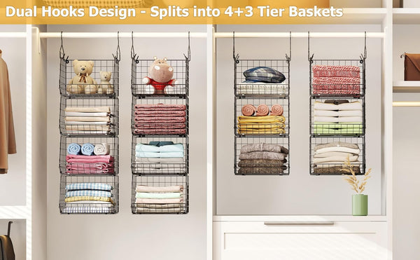 Closet Shelving with 5 S Hooks Hanging Basket for Clothes