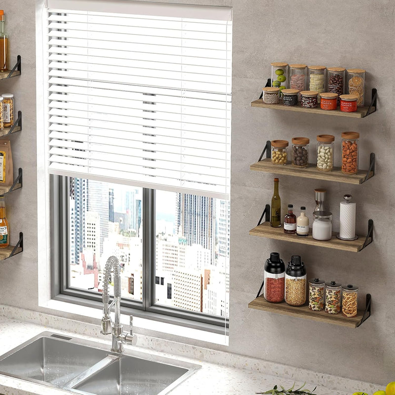 Fixwal Floating Shelves Width 4.7in Rustic Wood Wall Shelves