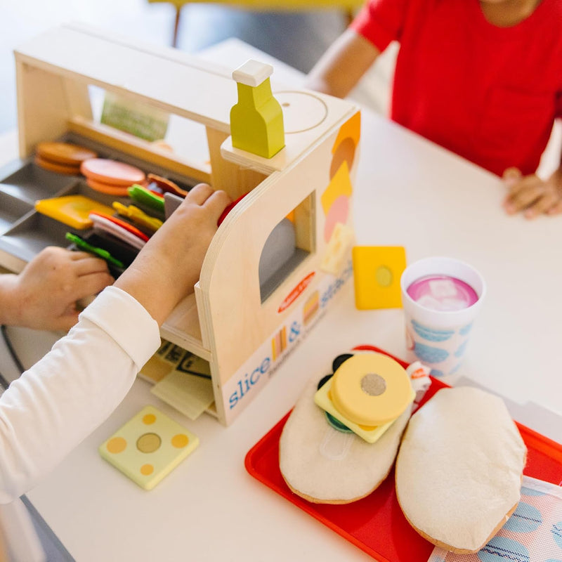 Melissa & Doug Wooden Slice & Stack Sandwich Counter with Deli Slicer