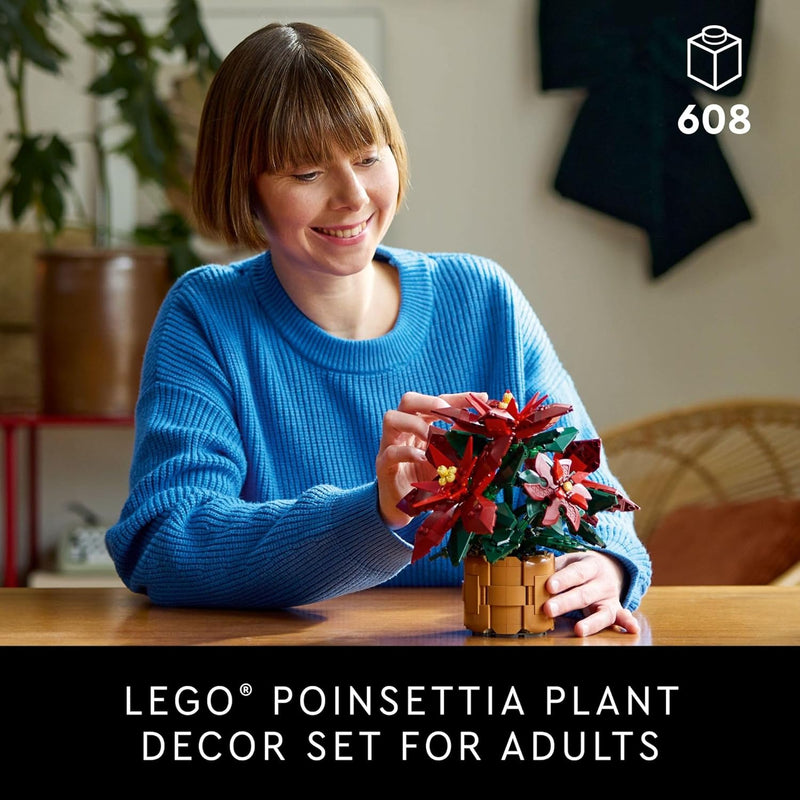 LEGO Icons Poinsettia Building Set - Artificial Flower Decorations & Centerpieces