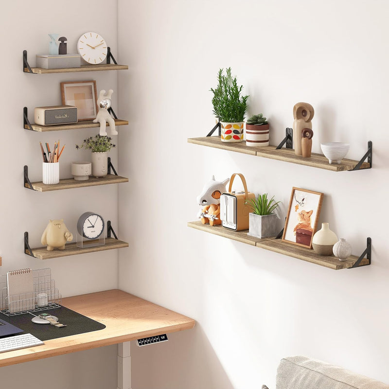 Fixwal Floating Shelves Width 4.7in Rustic Wood Wall Shelves