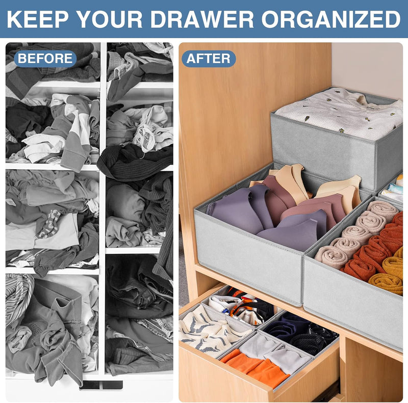 Criusia Drawer Organizer for Clothing, 12 Pack Sock Underwear Drawer