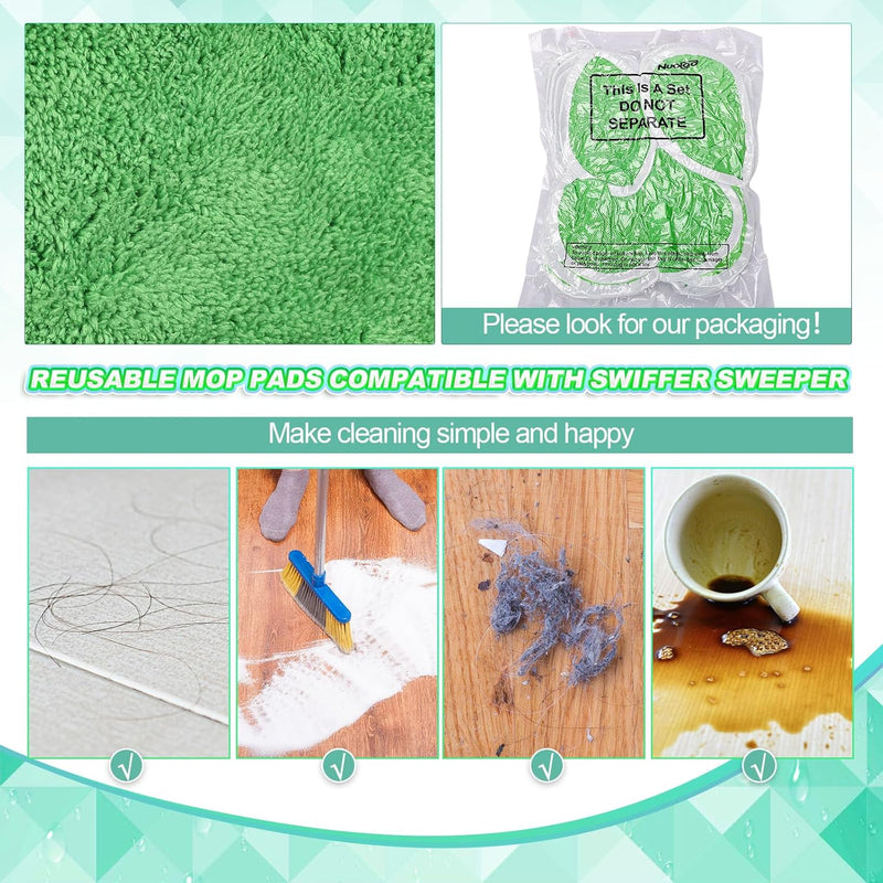 8 Pack Reusable Wet Mop Pads Refills Compatible with Swiffer Sweeper Mops