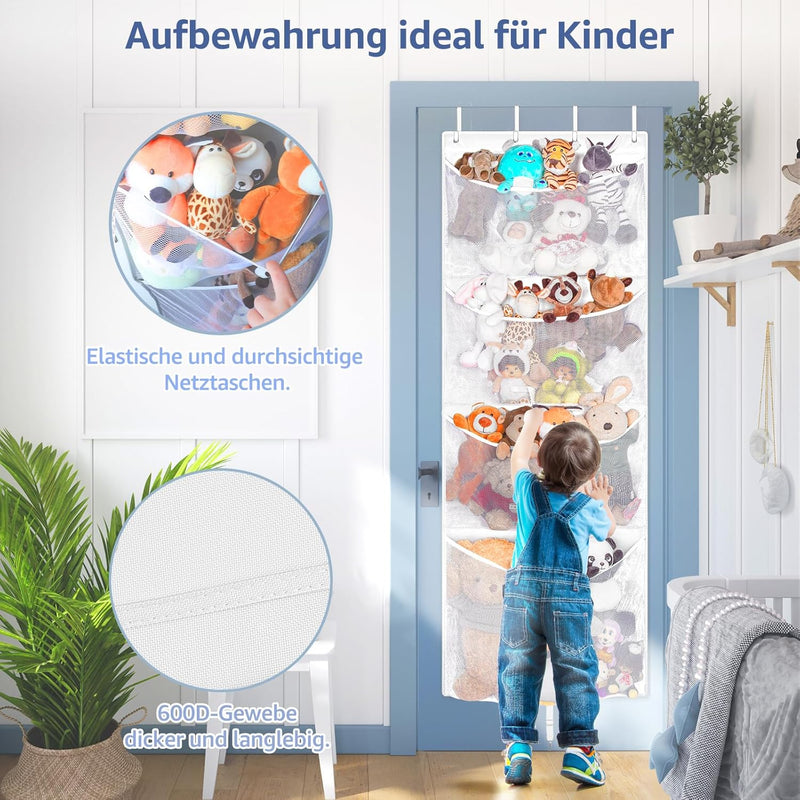 Hanging Stuffed Animal Storage, Over Door Large Plush Toy Organizer