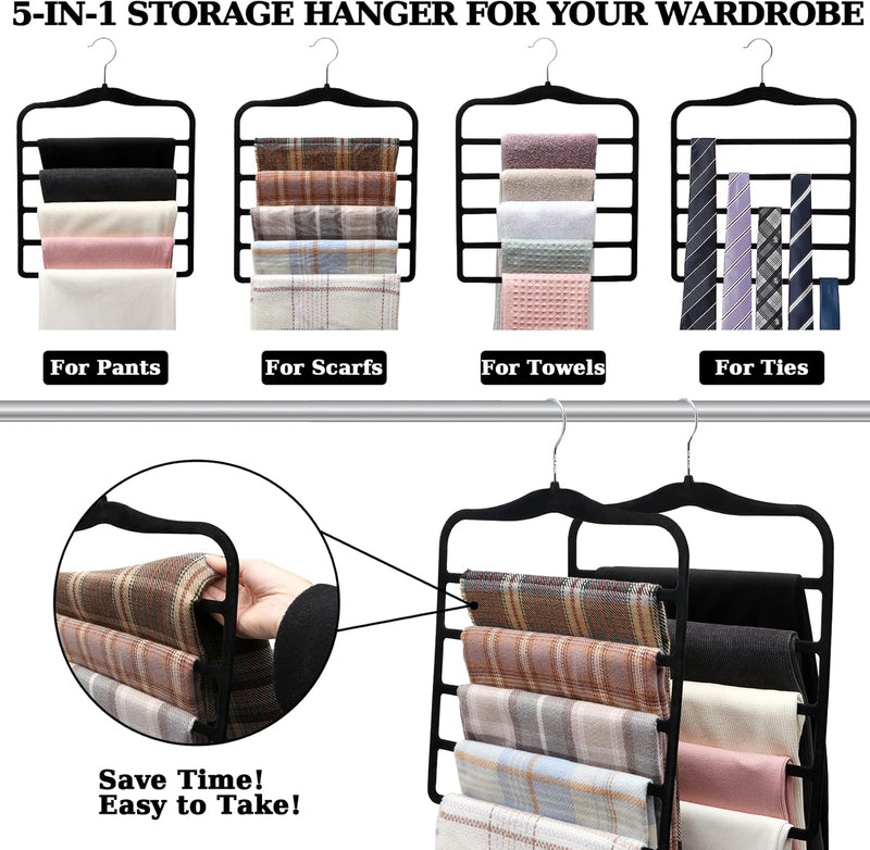 Closet Organizers and Storage,3 Pack Velvet Pants-Hangers-Space-Saving