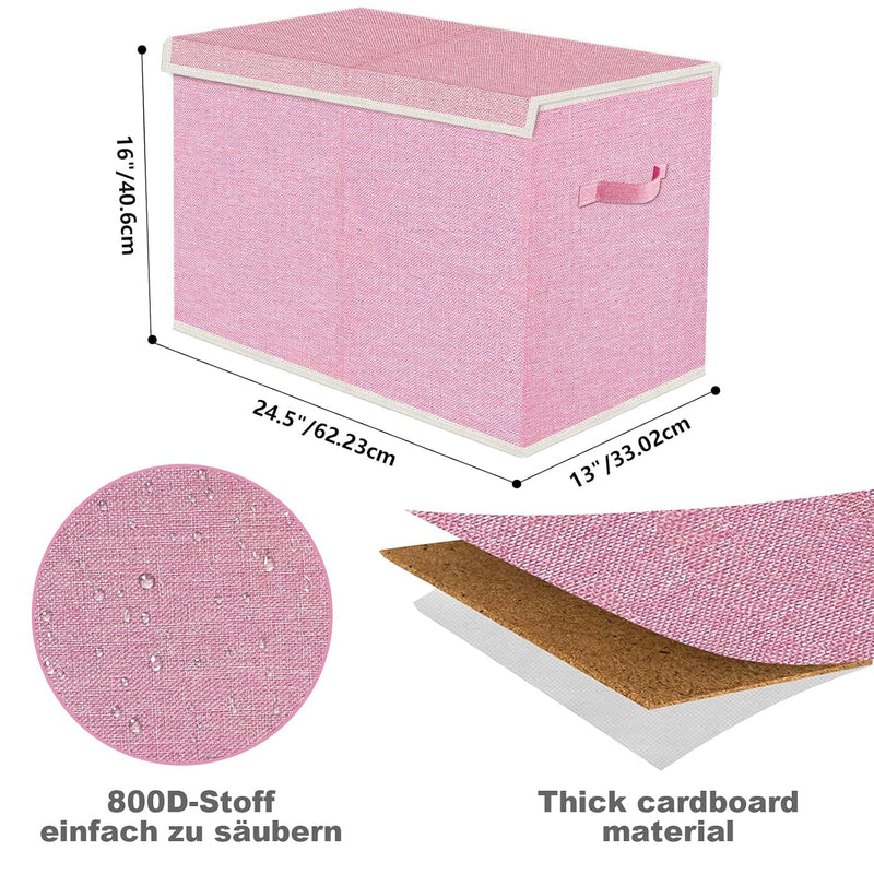 Large Collapsible Toy Storage Box with Lid & Handles for kids