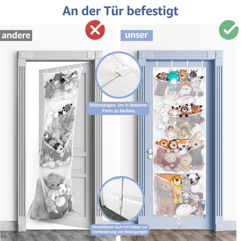 Hanging Stuffed Animal Storage, Over Door Large Plush Toy Organizer