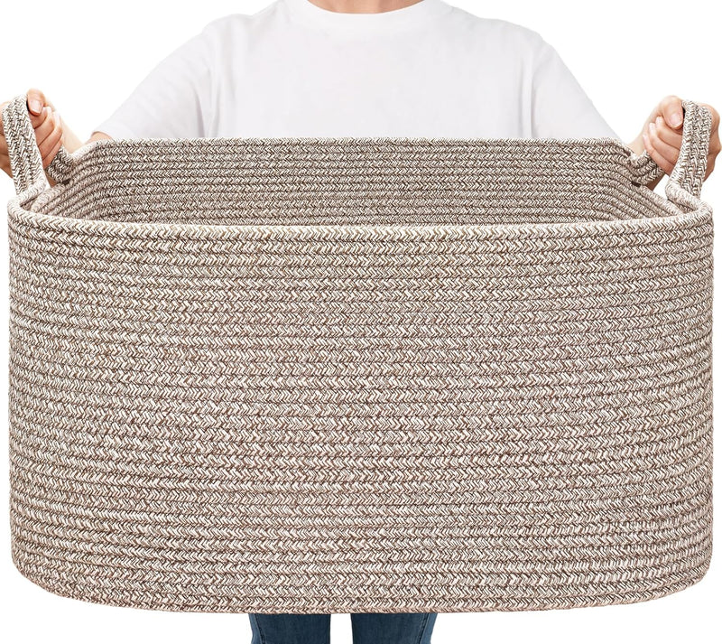 Goodpick Large Woven Storage Basket, 21.6" x 14.9" x 11.8" Blanket Basket