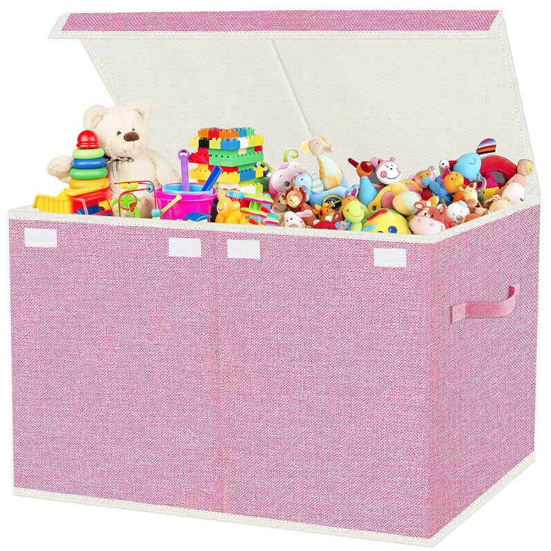 Large Collapsible Toy Storage Box with Lid & Handles for kids