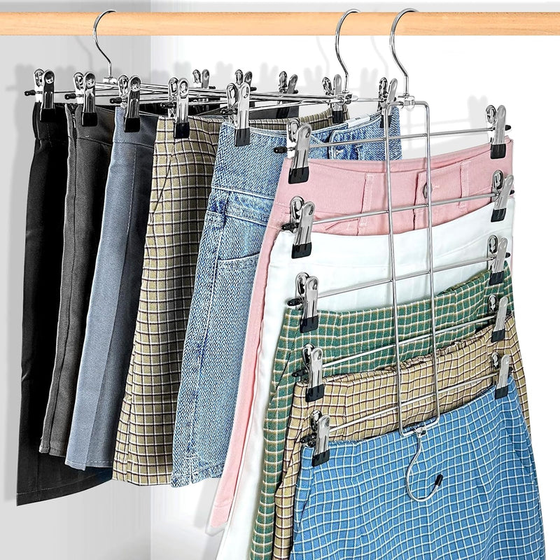 3 Piece Skirt Hanges Space Saving, Pants Hangers with Clips