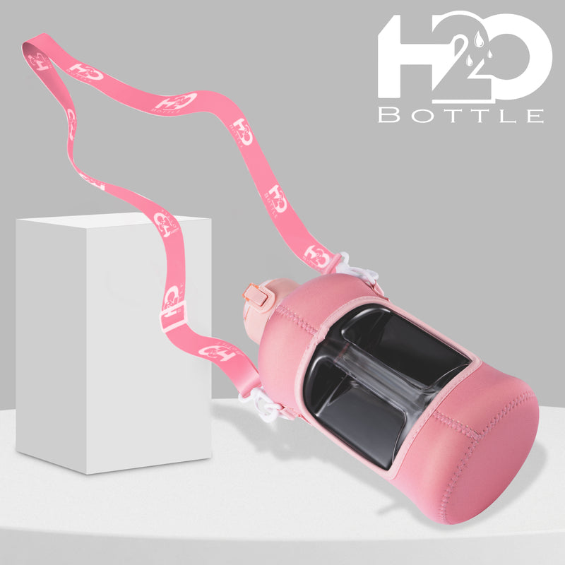 Rose Quartz- Half Gallon Water Bottle with Storage Sleeve and removable straw
